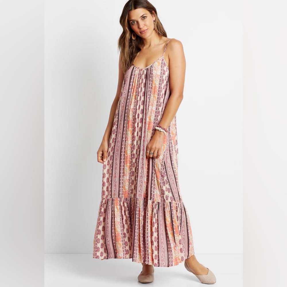 Maurices Women’s Bohemian Striped Mixed Print Maxi Dress! Size Small.